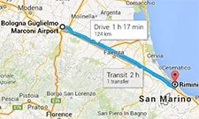 Vom Flughafen von Bologna nach Rimini