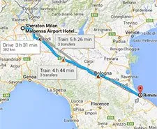 Vom Flughafen von Mailand nach Rimini