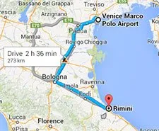 Vom Flughafen von Venedig nach Rimini